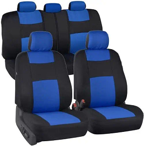 BDK PolyPro Car Seat Covers Full Set in Blue on Black